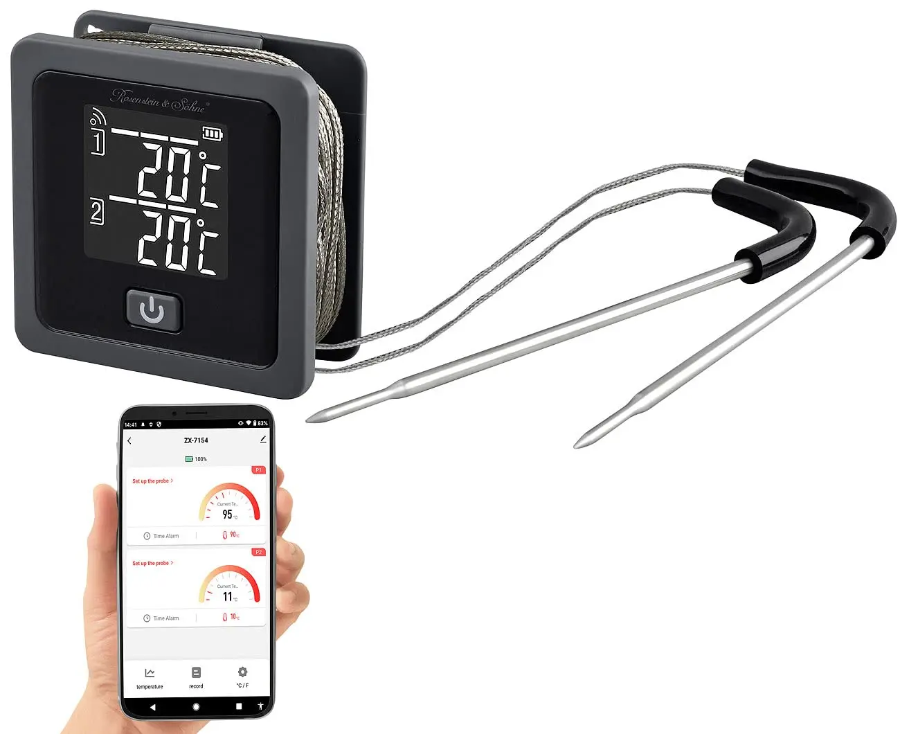 Grill Meister / Rosenstein & Söhne — Bluetooth BBQ Thermometer