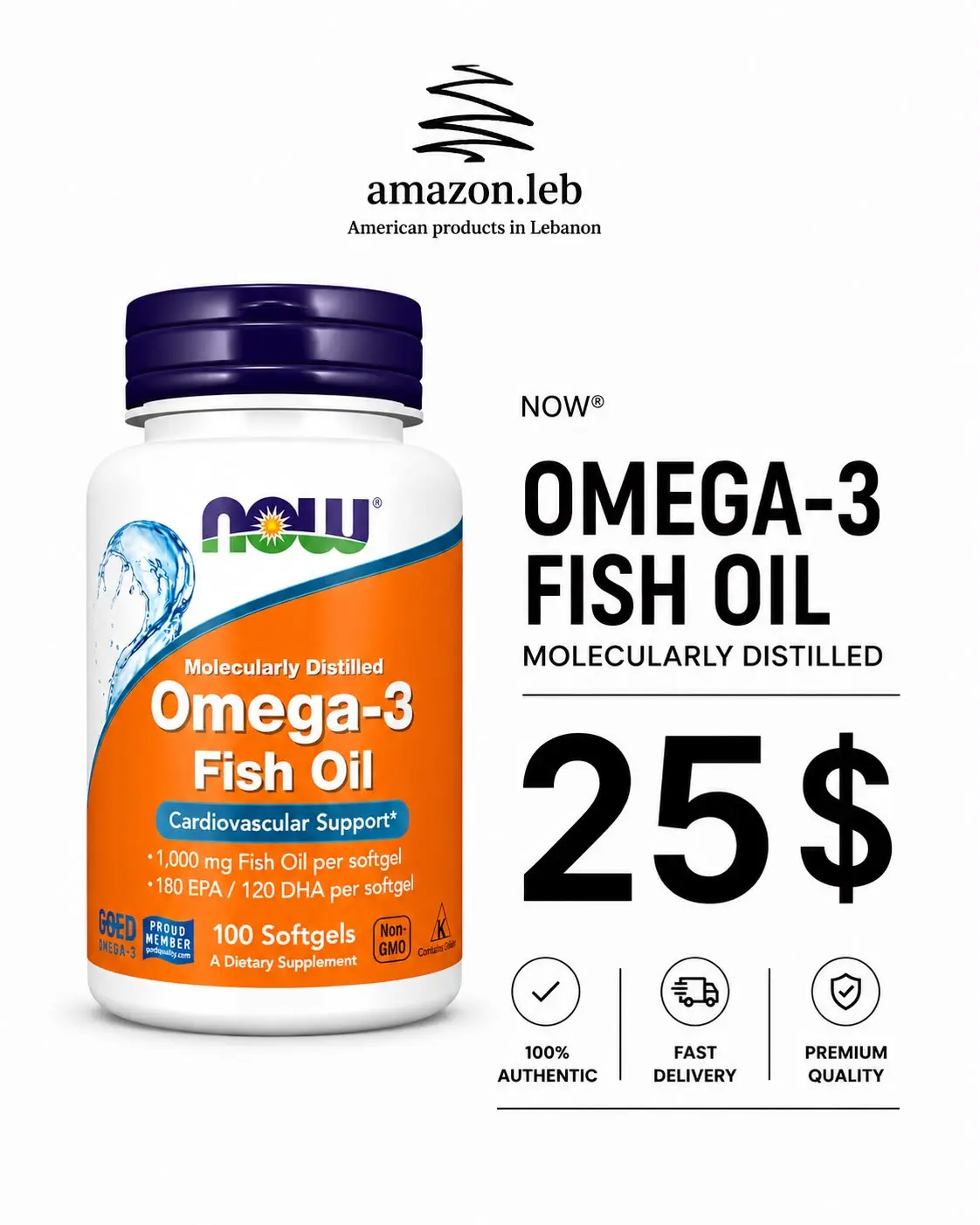 NOW Omega-3 Fish Oil 1000 mg – 100 Softgels